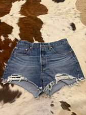 Levi's 501 Button-Fly Cutoff Denim Shorts, Light Wash, Distressed Frayed Hem, listing 6
