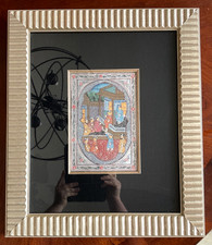 Indian Rajasthani Miniature Painting of a Court Lady with Rose on Ivory-Style Panel, Framed — listing 2