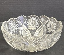 Cut Lead Crystal Footed Bowl 10 inch with Star and Fan Pattern — listing 6