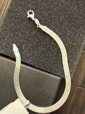 Sterling Silver Greek Key Hoop Chandelier Earrings with Purple Bead & Dangle Fringe — listing 4