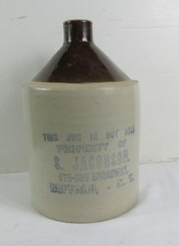 Antique Stoneware Whiskey Jug with Bristol Glaze and Brown Albany Shoulder — listing 6