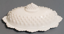 Vintage Milk Glass Covered Butter Dish with Beaded Edge — listing 6