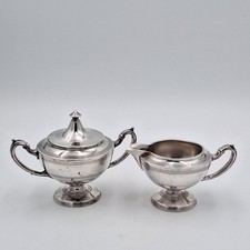 Antique Victorian Silverplate Creamer and Sugar Bowl Set with Engraved Floral Motif — listing 2