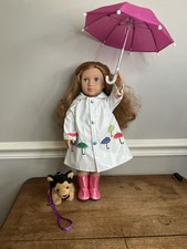 Lot of 18-inch Doll Accessories: Our Generation Pink Jeep with Surfboard, Doll Tent, Wheelchair, Stroller, and Saucer Chair