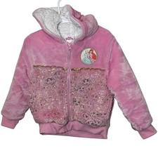 Disney Princess Girls' Pink Sherpa-Lined Zip Jacket with Gold Foil Print — listing 4