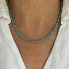 1980s Turquoise Nugget and Cultured Pearl Beaded Necklace, 23" with 14K Gold Filigree Clasp 14K stamped — listing 5