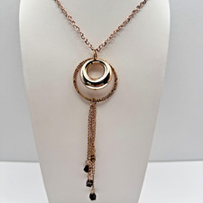 Vintage Gold-Tone Geometric Link Chain Tassel Necklace — listing 6