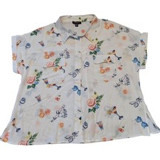 Cocomo Woman Fruit Print Short-Sleeve Henley Babydoll Top, Size 3X