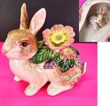 Fitz and Floyd Dutch Rabbits Cabbage Leaf Serving Dish / Divided Tray with Twin Bunny Figural Ends — listing 6
