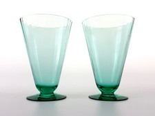 Vintage Hand-Blown Green Glass Vase with Optic Coin-Dot / Printie Design — listing 2
