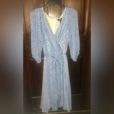 DKNY Leopard Print Long-Sleeve Faux-Wrap Dress