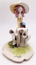 Zampiva Porcelain Figurine of Girl Holding Puppy in Green Clover Dress
