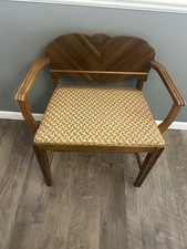 Vintage 1940s Art Deco Waterfall Mahogany Vanity Bench / Piano Stool with Floral Upholstered Seat — listing 6