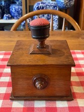 Antique Walnut Freestanding Sewing / Work Box on Cabriole Legs with Lift-Out Tray — listing 5