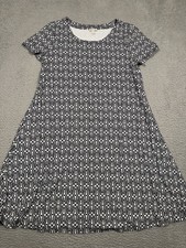 Black and Neutral Patterned Fit-and-Flare T-Shirt Dress, Size L