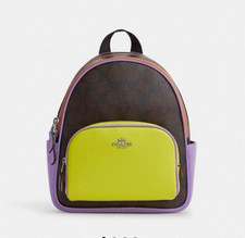 Coach Signature Canvas Mini Backpack Purple Trim