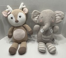 Gray Heathered Knit Plush Elephant Stuffed Animal with White Ears and Feet — listing 6