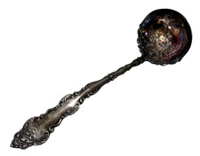 Holmes & Edwards Silverplate Repousse Floral Cream Ladle / Sauce Ladle Only numbers/symbols — listing 5