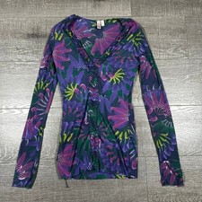 Sweet Pea by Stacy Frati Gray Rose Floral Mesh Wrap Top, Size XL — listing 6