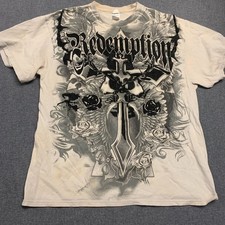 Redemption Off-White Winged Cross Graphic T-Shirt, Size Large — listing 3