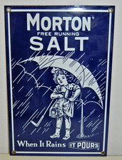 Morton Salt "When It Rains It Pours" Porcelain Enamel Advertising Sign — listing 5