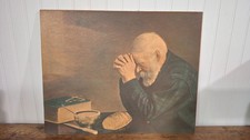 Vintage 'Grace' Print by Eric Enstrom - Old Man Praying Over Bread, Framed — listing 2