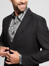 Guess Men's Black Cotton Snap-Front Blazer Jacket, Size L (NWT) — listing 3