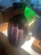 Blenko Handcraft Amethyst Art Glass Vase with Textured Circle Pattern and Green Rim — listing 5