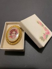 Vintage Oval Floral Cameo Pendant with Reverse-Painted Rose Motif Under Domed Glass — listing 3