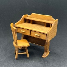 Miniature Dollhouse Wooden Writing Desk with Quill, Inkwell and Papers, listing 4