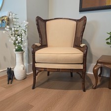 Antique Faux Bamboo Turned Wood Side Chair with Caned Seat — listing 5