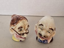 Ceramic Granny Salt and Pepper Shaker Set with Round Glasses — listing 2