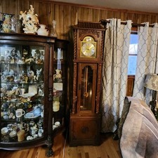 Traditional Grandfather Clock with Bonnet Top, Arched Brass/Silvered Moon-Phase Dial, and Three-Weight Movement — listing 5