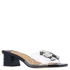 J. Renee Navy Satin Rhinestone T-Strap Kitten Heel Slingback Sandals, Size 7M — listing 3