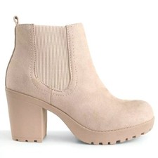 Soda Women's Taupe Faux Suede Heeled Ankle Booties, Size 10 — listing 6