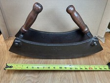 Antique Double-Blade Food Chopper / Mezzaluna with Turned Wood Handle — listing 5