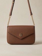 Tommy Hilfiger Black Leather Crossbody Bag with Logo Jacquard Trim — listing 4
