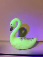 Fenton Iridescent Opalescent Glass Swan Figurine, Hand-Painted '10th Anniversary' — listing 2