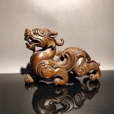 Chinese Carved Wood Relief Panel with Village/Figural Scene in Ebonized Frame — listing 6