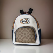 Coach Court Backpack in Signature Coated Canvas, Khaki/Saddle, listing 5
