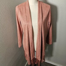 Lady Noiz Shaggy Faux Fur Draped Open-Front Vest, Size L
