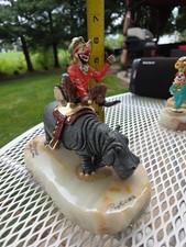 Vintage Gilt Metal Clown Figurine on Onyx Base