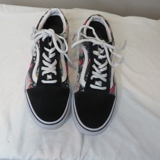 Vans Old Skool Floral Sneakers, Black/White with Flower Print, Women's 8 / Men's 6.5, listing 3