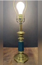Vintage Brass Turned-Baluster Table Lamp Base with Harp — listing 4