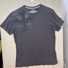 Marc Ecko Cut & Sew Men's Short-Sleeve Button-Up Shirt, Size L, Black/White Textured Print with Zip Chest Pocket — listing 2