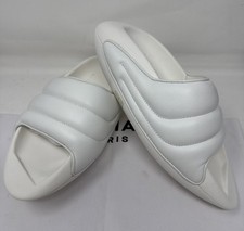 Balmain Black Leather Padded Slide Sandals