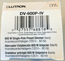 Lutron Diva DV-600P-WH Single Pole 600W Incandescent Dimmer, White, listing 3