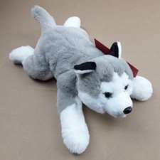 Cream White Plush Dog with Plaid Bow Tie — listing 2