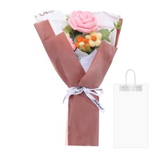 Handmade Crochet Flower Bouquet with Lilies, Tulips & Carnations in Red 'Love' Wrap — listing 4
