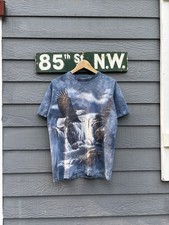 Vintage Black T-Shirt with Eagle Throttle Command Graphic — listing 4